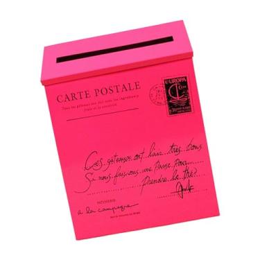 Imagem de IEUDNS Caixa de correio montada na parede, suporte de jornal, caixa de sugestão, moderna, suspensão de parede, caixa de correio para decoração de portão de, Rosa vermelha