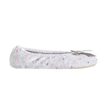 Imagem de isotoner Pantufas femininas bordadas Terry Ballerina, Laço macio cinza mesclado, 9.5-10.5