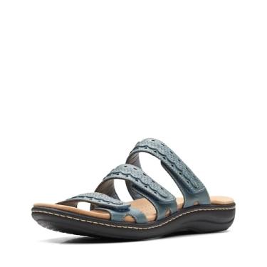 Imagem de Clarks Sandália feminina Laurieann Cove, Couro cinza azul, 10 Narrow