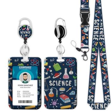 Imagem de Cordões Blue Science para crachás de identificação, suporte de crachá de identificação médica com cordão retrátil para crachá/cordão de carretel, presentes de escritório de enfermeira e professor