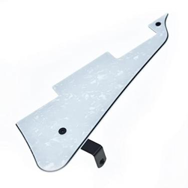 Imagem de KAISH Escudo de guitarra LP pérola branca com suporte de aço inoxidável preto e parafusos de montagem em aço para Gibson Les Paul dos EUA