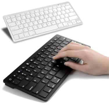 Imagem de Teclado Sem Fio Wireless Conexão Via Bluetooth, Design Ergonômico Fino e Compatível Com PC, Notebook, Smartphones Android e iOS, Confortável e Versátil, Bateria Longa Duração UTIMAIS+ (Preto)