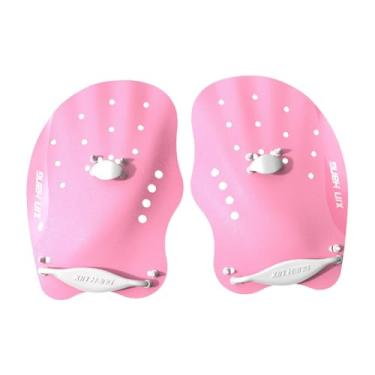 Imagem de Dynwave Pás de mão para natação Pás de natação Luvas práticas para água Polipropileno Silicone Treinamento de natação portátil Pás de natação, S Pink
