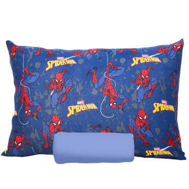 Imagem de Jogo De Cama Infantil Homem Aranha Solteiro Blue Spider Man Simples 2 Peças Malha Portallar