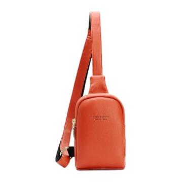 Imagem de Bolsa tiracolo de couro pequena de viagem, pochete transversal para mulheres, Laranja, Small, feminino