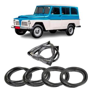 Imagem de Kit Borracha Vidro Traseiro Vigia E Lateral Ford Rural - Disk Bor