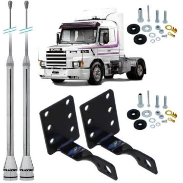 Imagem de Antena Móvel Px Inox 2,70m Alongador 60cm Suporte Dianteiro Scania Cap
