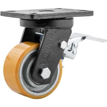 Imagem de Rodizio Giratório com Freio 4'' Pu+Ferro Industrial Vonder