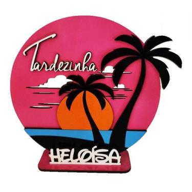 Imagem de 1 Centro de Mesa Tardezinha Praia Tropical MDF 30cm - Ecolaser