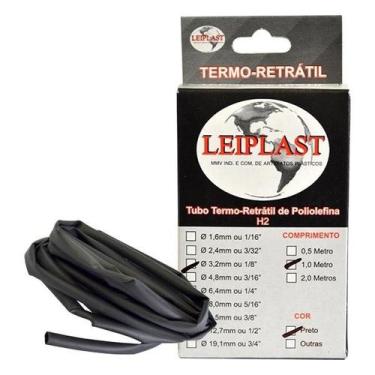 Imagem de Espaguete termo retratil 3,2 mm preto - 1 metro - leiplast