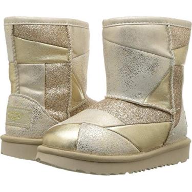 Imagem de Bota infantil cl ssica de patchwork curta Ii da UGG, Dourado, 6 Toddler