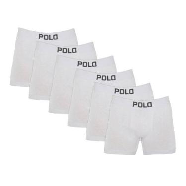 Imagem de Kit 6 Cuecas Boxer Polo 781 Algodão Branco - POLO STAR, Branco, G