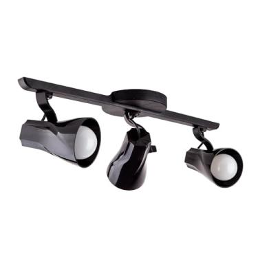 Imagem de Luminária de Teto Spot Sobrepor Trilho Direcionável Octa 3 Lâmpadas Quarto sala Cozinha Praia Litoral E27 Bivolt (Preto)