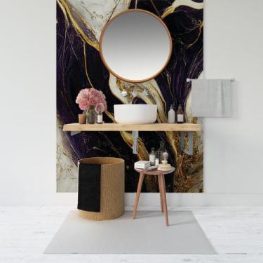 Imagem de Papel de Parede Painel 3D Mármore Branco Ouro Roxo 1,5M Revestimento A