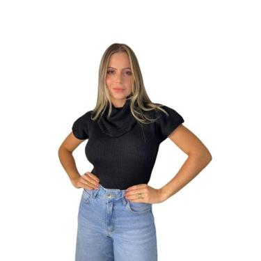 Imagem de Blusa Feminina Gola Alta Boba Tricot Inverno Manga Morcego - Calu Tric