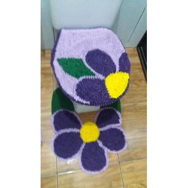 Imagem de Tapete Banheiro   3 Peças Frufru Fundo Antiderrapante - Valentina Conf