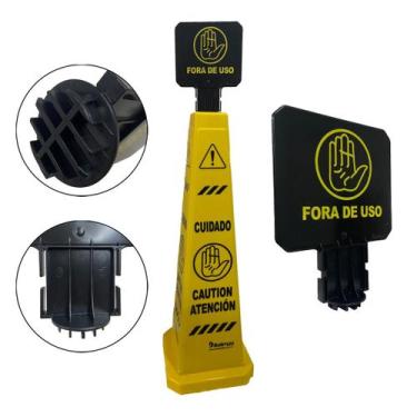 Imagem de Cone bralimpia cuidado não fume (port/ing/esp) sinalizaçao, CONE BRALI