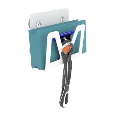 Imagem de Suporte Para Lamina Barbear Porta Gilete Ventosa Branco Elg - Metalcro