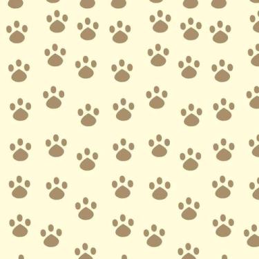 Imagem de Papel Parede Pegadas Marrom Fundo Amarelo Adesivo Decorativo - LRP