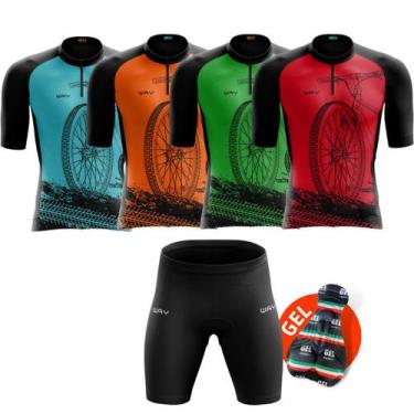 Imagem de Conjunto de Ciclismo Masculino Bike Roda Forro Gel Ciclistas Bike - Wa