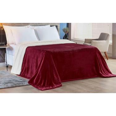 Imagem de Cobertor alaska queen 1 peça - toque lã de carneiro + manta flannel - 