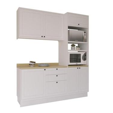 Imagem de Cozinha Modulada Pequena Herval Viana, 4 Peças, Branco Ártico e Carvalho Nature