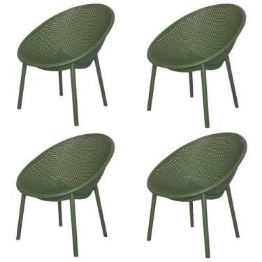 Imagem de Kit 4 Poltronas Drops Rivatti em Polipropileno Verde Base Desmontável 