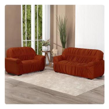 Imagem de Kit Capa De Sofá Protetor 3 E 2 Lugares Elasticada Telha - Shop Casa N