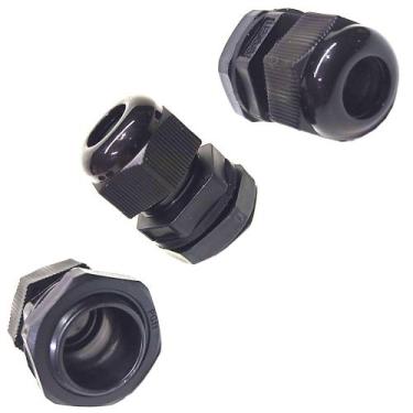 Imagem de Kit 10 Prensa Cabo PG11 3/8 Nylon com Vedação IP68 Fio Preto - 3MAJ