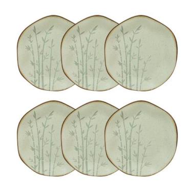 Imagem de Conjunto 6 Pratos de Sobremesa 21,5 cm Ryo Bambu Porcelana Oxford