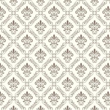 Imagem de Papel de Parede Autocolante Vinil Arabesco Mix Bege Sobre Branco  - De