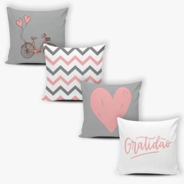Imagem de Kit 4 Capas de Almofadas Decorativas com Zíper 42cm X 42cm Varias Core