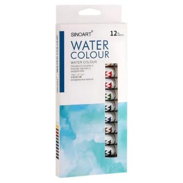 Imagem de Kit Tinta Aquarela Sinoart 12 Cores Tubo 12ml