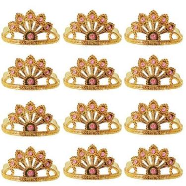 Imagem de Coroa Tiara Dourada Conjunto de 12 Unidades 13cm x 5cm - Festas e Fant
