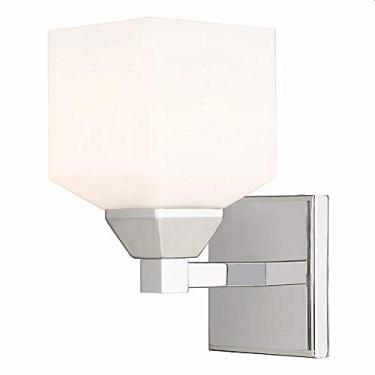 Imagem de Livex Lighting Aragon 10281-05 Aragon - Arandela de parede com uma luz, acabamento cromado polido com vidro branco de opala acetinado