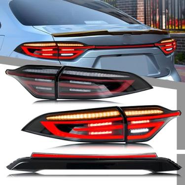 Imagem de glistuning Luzes traseiras de LED e lâmpada central compatíveis com montagem de lâmpadas traseiras Toyota Corolla E210 2020 2021 2022 2023 2024 (transparente)