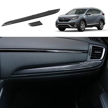 Imagem de YOFAMO Para CRV 2017-2021 2 peças ABS console central de grãos de fibra de carbono painel painel painel de painel adesivo decoração interior molduras acessórios para Honda CR-V CRV 2017 2018 2019 2020 2021