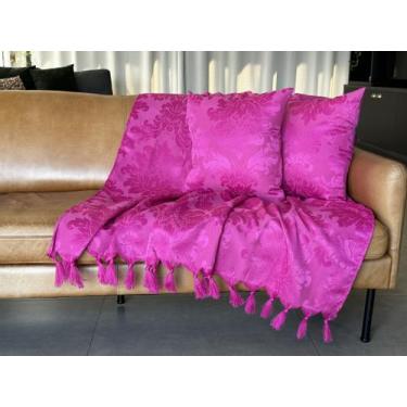 Imagem de Manta Xale Para Sofá 1,80 X 1,40 Tecido Jacquard com Franja  + 2 Capas