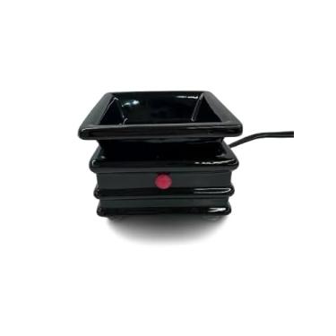 Imagem de The Candle Daddy Aquecedor elétrico de cera derretida e vela - Seguro sem chama/sem lâmpada - Forma de pagode quadrado preto cerâmica