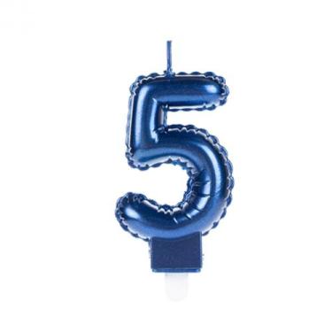 Imagem de Vela Balão Azul Número 5 - Silverfestas - SILVER PLASTIC