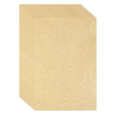 Imagem de PATIKIL Folha de espuma EVA brilhante dourada clara com glitter, 28 x 20 cm, 2 mm de espessura, feltro de glitter EVA brilhante para projetos de artesanato, 10 peças