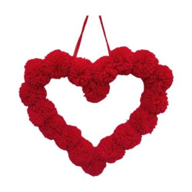 Imagem de menolana Decoração de festival de guirlanda de Natal colorida, criativa, em forma de coração, adereços para eventos, para porta da frente interna, casamento, Vermelho