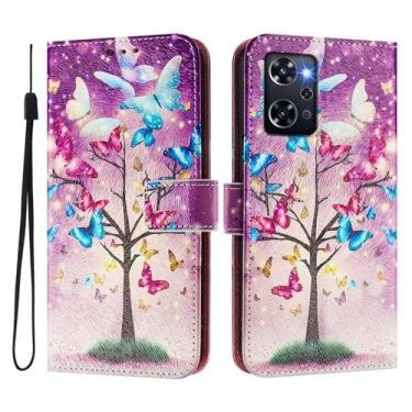 Imagem de Capa carteira para Oppo Reno 9A, 3 compartimentos para cartão, 1 compartimento para dinheiro, capa flip de couro PU com padrão fofo, capa com fivela magnética à prova de choque, compatível com sem fio