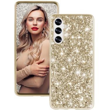 Imagem de Capa de silicone para Samsung Galaxy A35 5G com glitter brilhante, capa traseira híbrida fosca de alto impacto, resistente à prova de choque, capa protetora para Samsung A35 fofa para mulheres de 6,6