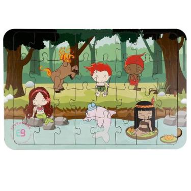 Imagem de Quebra cabeça folclore brasileiro 32 peças madeira - BRINQUE E LEIA