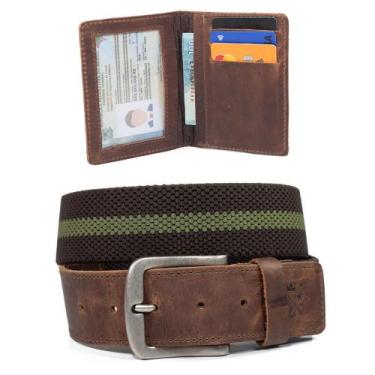 Imagem de Kit Cinto Masculino De Elástico em Couro + Carteira Em Couro - Use You