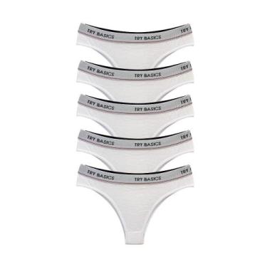 Imagem de Kit 5 Calcinhas Fio Dental Cotton Algodão Confortável com Elástico Try