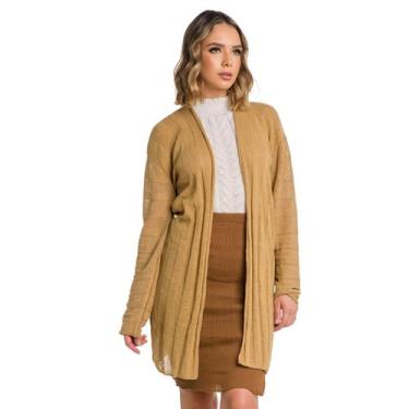 Imagem de Casaquinho Feminino Tricot Kimono Cardigan Liso Moda Blogueira - Outle