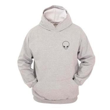 Imagem de Moletom Masculino Canguru Ragor Estampa E.T Moderno, P, Cinza