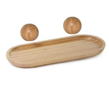 Imagem de Conjunto Bandeja , Saleiro e Pimenteiro redondo bambu - Utensilios do 